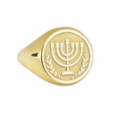 14K Gold Menorah Signet Ring