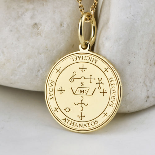 14K Gold Archangel Michael Sigil Pendant Necklace