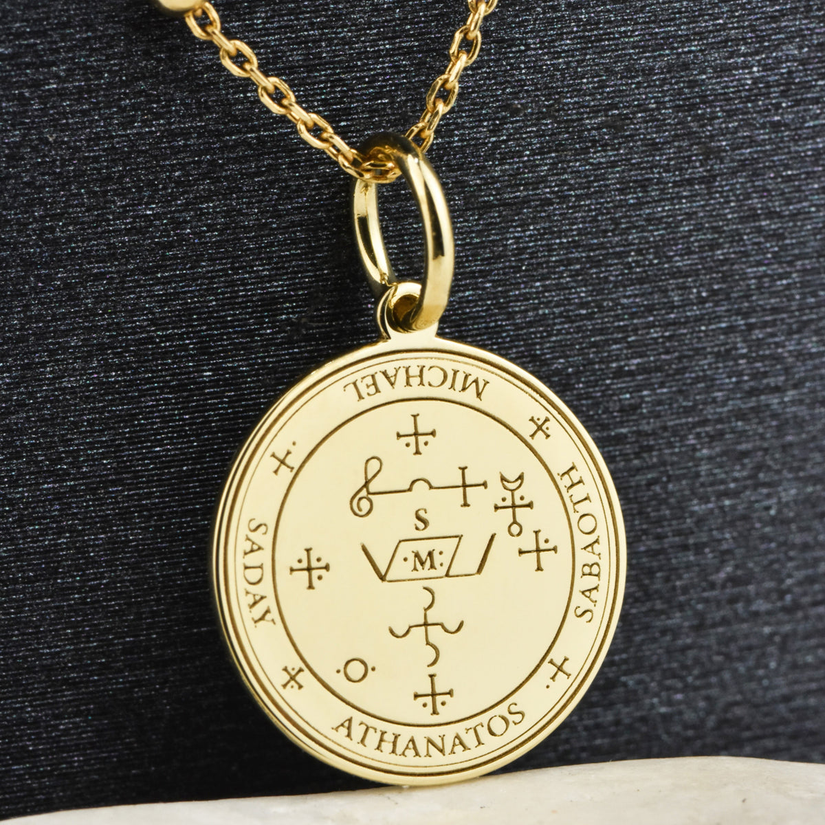 14K Gold Archangel Michael Sigil Pendant Necklace