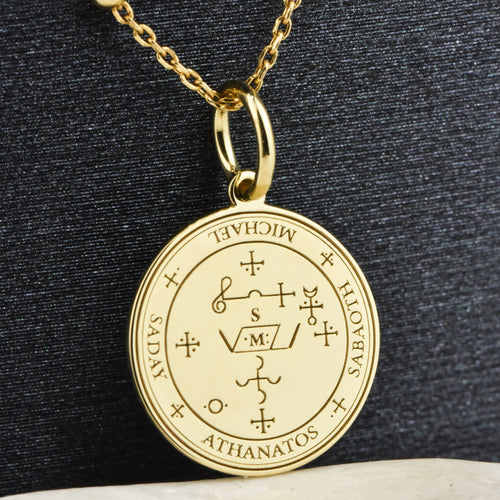 14K Gold Archangel Michael Sigil Pendant Necklace
