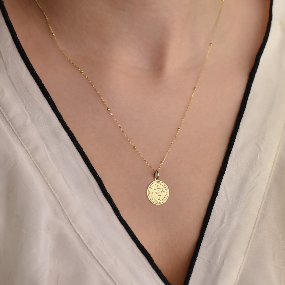 14K Gold Archangel Michael Sigil Pendant Necklace