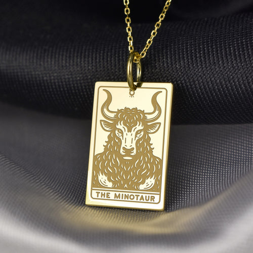 14K Gold Minotaur Pendant Necklace