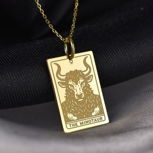 14K Gold Minotaur Pendant Necklace