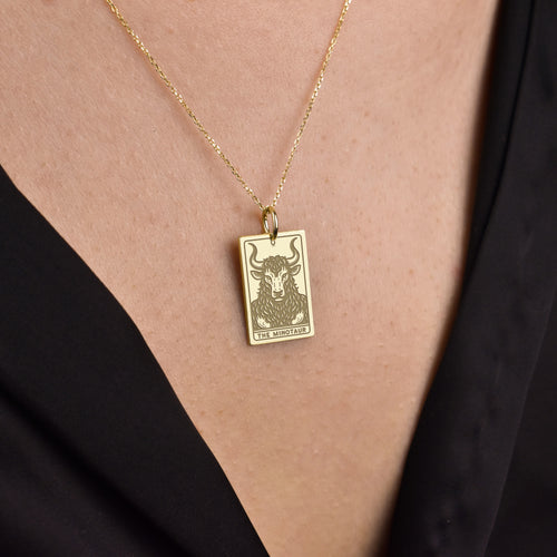 14K Gold Minotaur Pendant Necklace