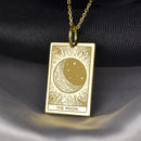 14K Gold Moon Tarot Card Pendant Necklace