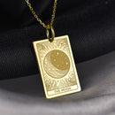 14K Gold Moon Tarot Card Pendant Necklace
