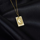 14K Gold Moon Tarot Card Pendant Necklace