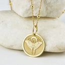 14K Gold Luna Moth Moon Pendant Necklace