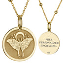 14K Gold Luna Moth Moon Pendant Necklace