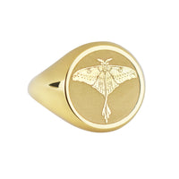 14K Gold Luna Moth Signet Ring