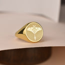 14K Gold Luna Moth Signet Ring