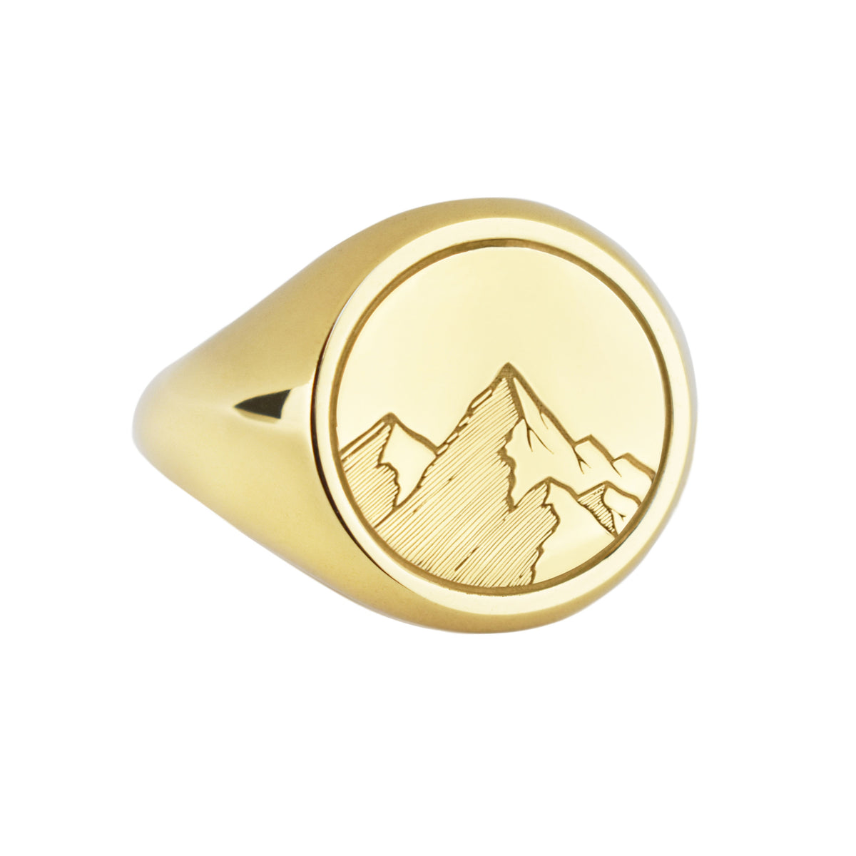 14K Gold Mountain Signet Ring