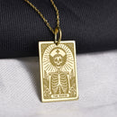 14K Gold Nurse Tarot Card Pendant Necklace