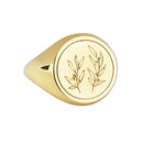 14K Gold Olive Branch Signet Ring