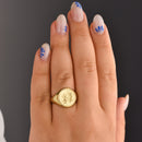 14K Gold Olive Branch Signet Ring
