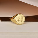 14K Gold Olive Branch Signet Ring
