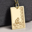 14K Gold Eight of Pentacles Pendant Necklace