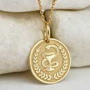 14K Gold Pharmacist Bowl of Hygieia Pendant Necklace