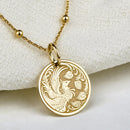 14K Gold Phoenix Bird Pendant Necklace