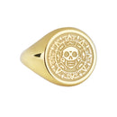 14K Gold Pirate Skull Coin Signet Ring
