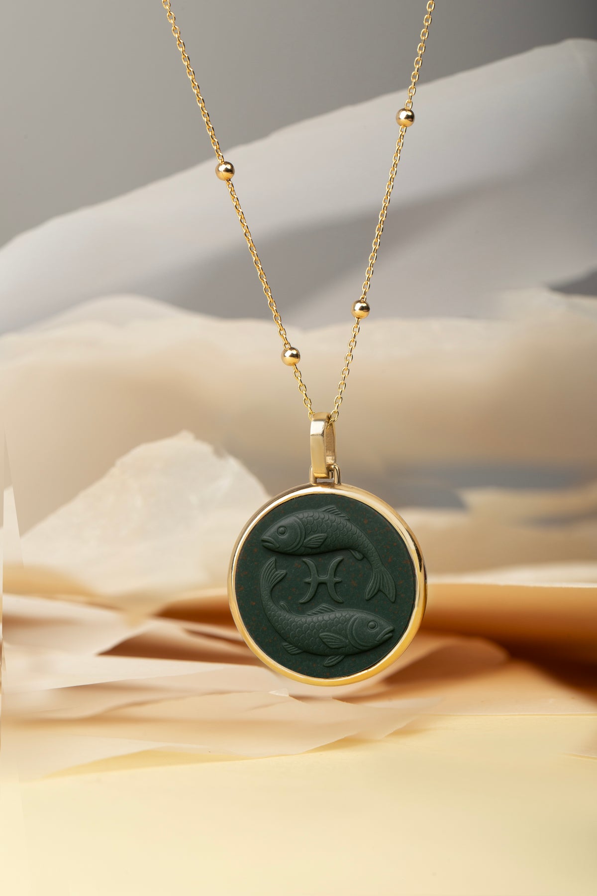 BLOODSTONE PISCES NECKLACE