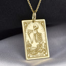 14K Gold Pizza Lover Tarot Card Pendant Necklace