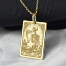 14K Gold Pizza Lover Tarot Card Pendant Necklace