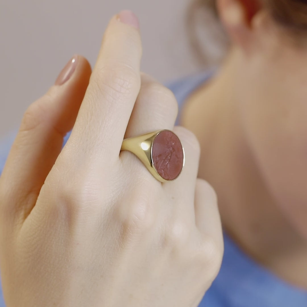 CARNELIAN AMERICAN EAGLE COIN RING