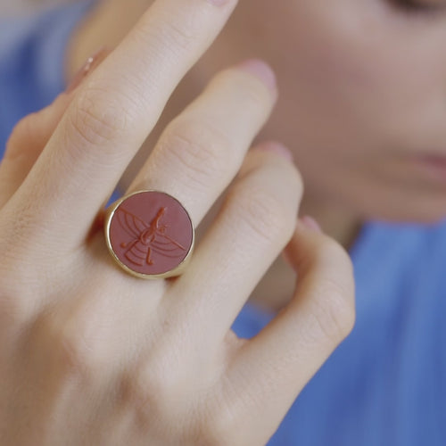 CARNELIAN FARAVAHAR RING