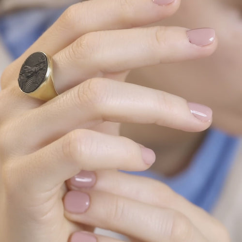 ONYX AMERICAN EAGLE COIN RING