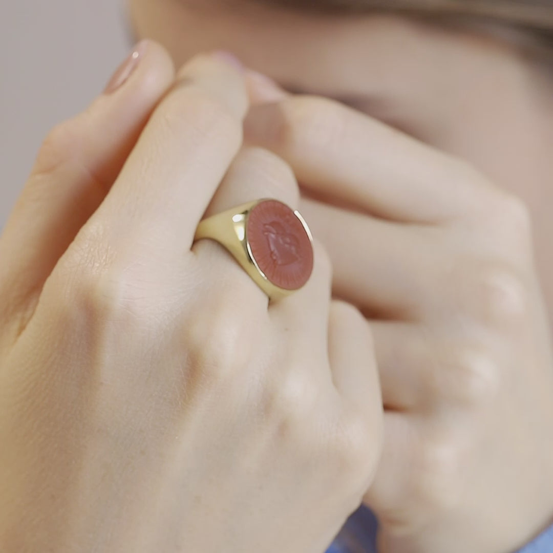CARNELIAN SACRED HEART RING