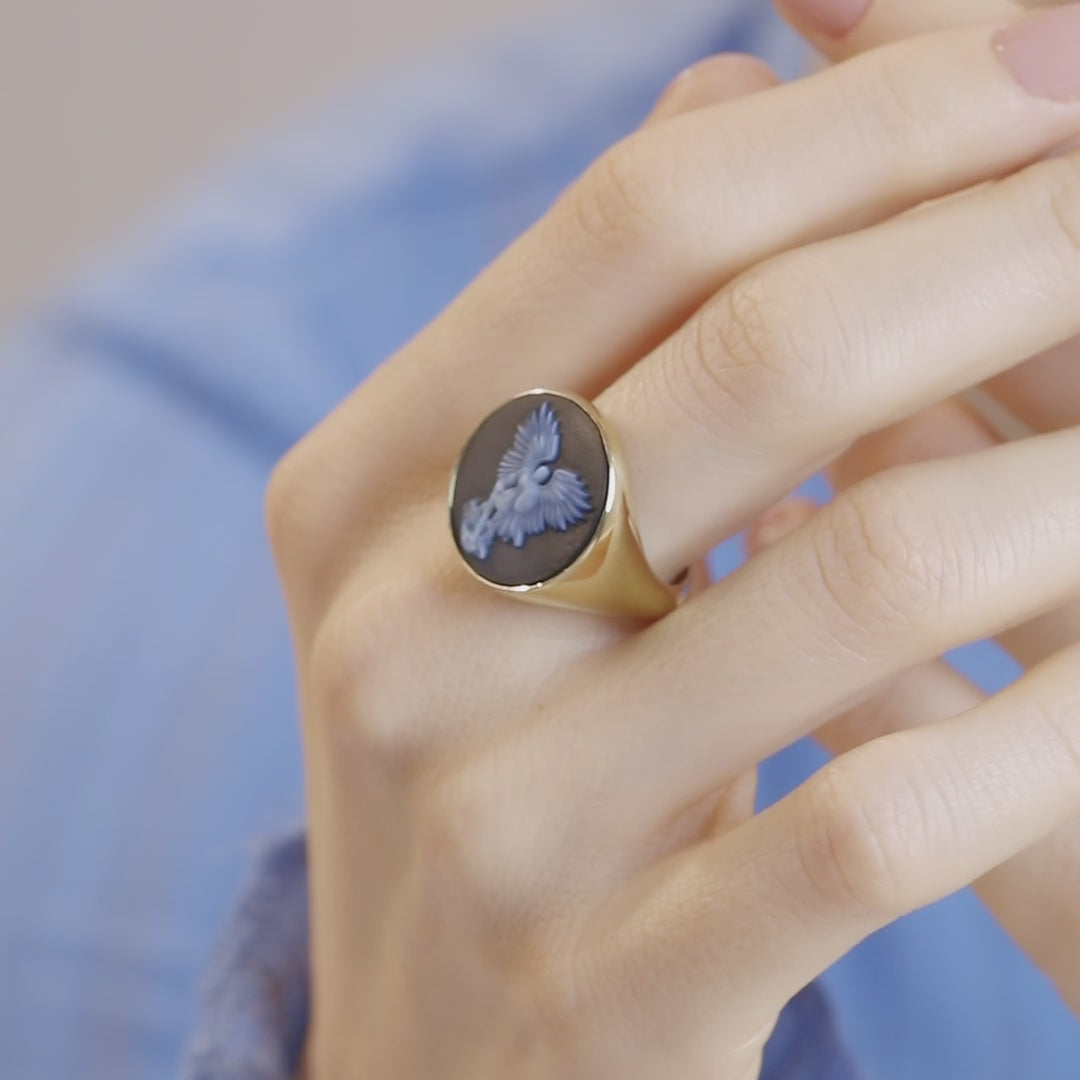 SARDONYX MICHAEL ARCHANGEL RING