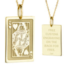 14K Gold Queen of Hearts Playing Card Pendant Necklace