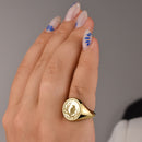 14K Gold Raven Signet Ring