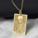 14K Gold Reader Tarot Card Pendant Necklace