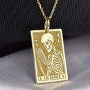 14K Gold Reader Tarot Card Pendant Necklace