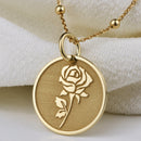 14K Gold Rose Flower Pendant Necklace