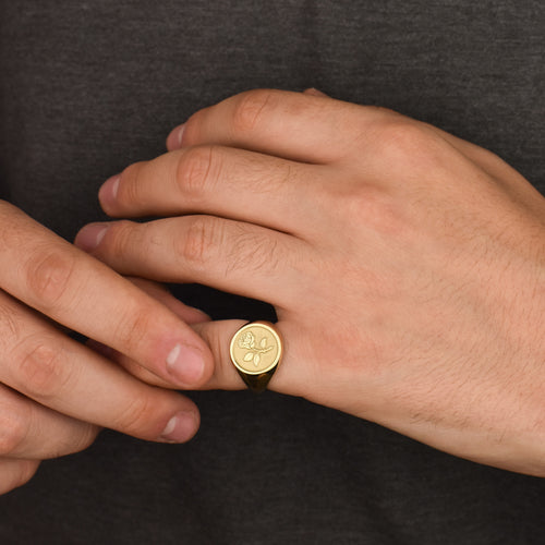 14K Gold Rose Signet Ring