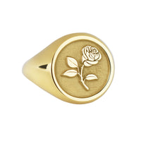 14K Gold Rose Signet Ring