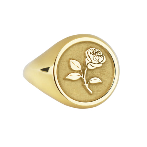 14K Gold Rose Signet Ring