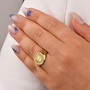 14K Gold Sacred Heart Signet Ring