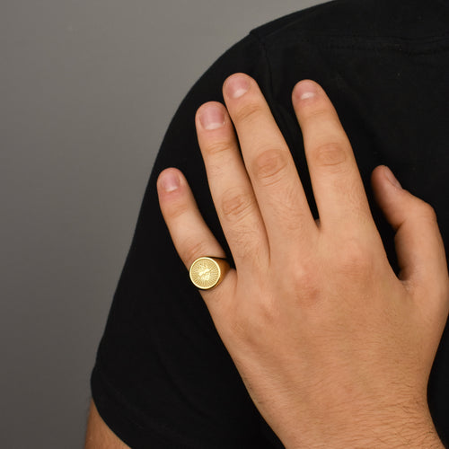 14K Gold Sacred Heart Signet Ring