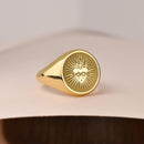 14K Gold Sacred Heart Signet Ring