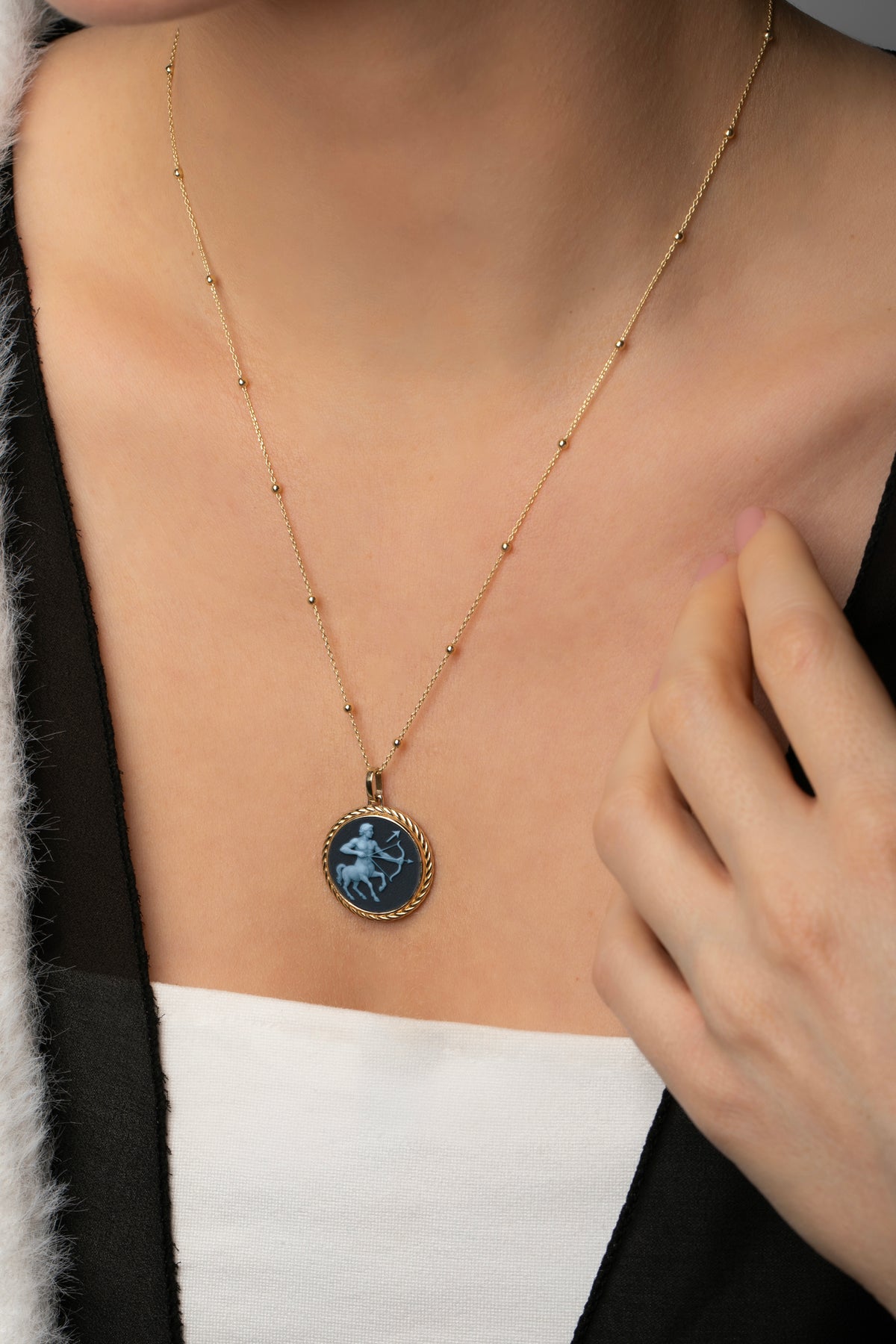 SARDONYX SAGITTARIUS NECKLACE