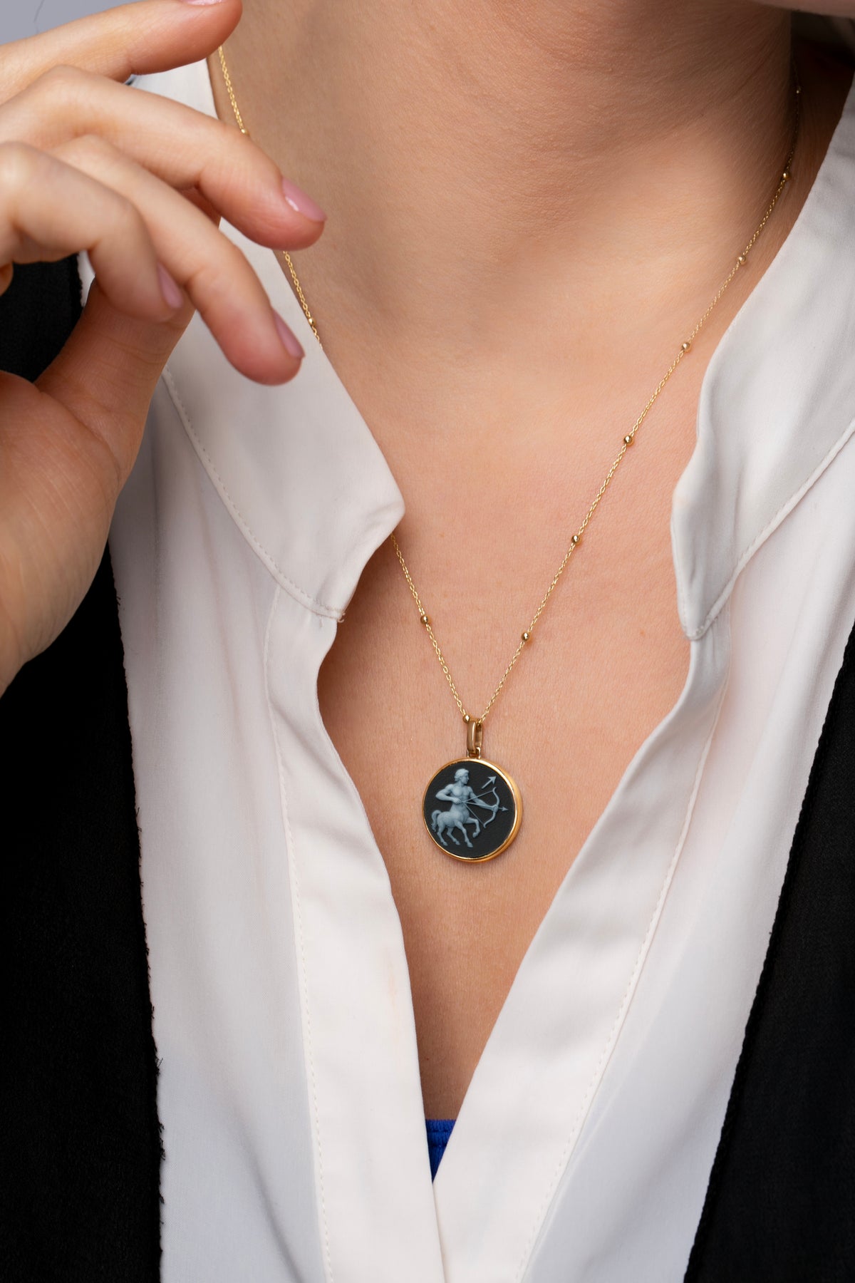 SARDONYX SAGITTARIUS NECKLACE