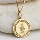 14K Gold Saint Christopher Medal Necklace