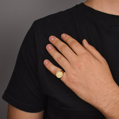 14K Gold Saint George Signet Ring