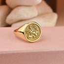 14K Gold Saint George Signet Ring