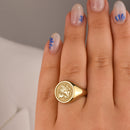 14K Gold Saint George Signet Ring