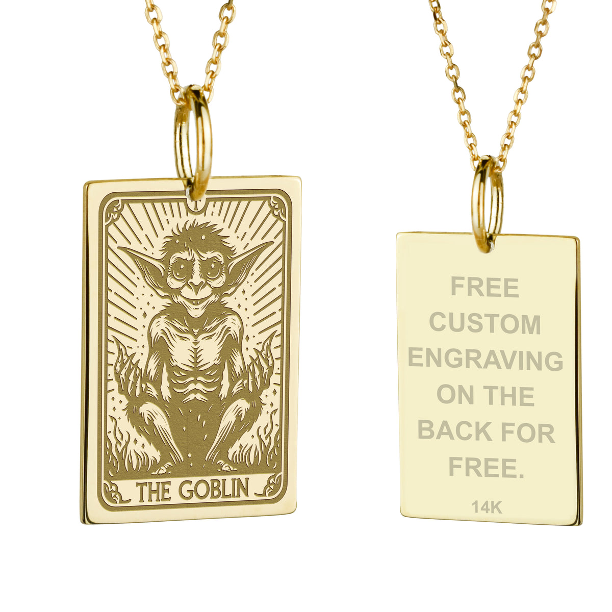 14K Gold Goblin Pendant Necklace